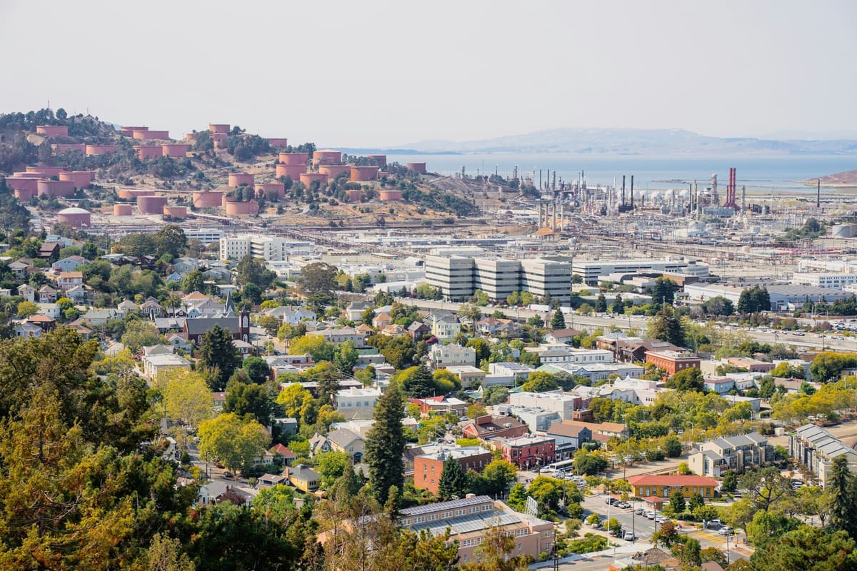 A hillside East Bay neighborhood looking out over the bay