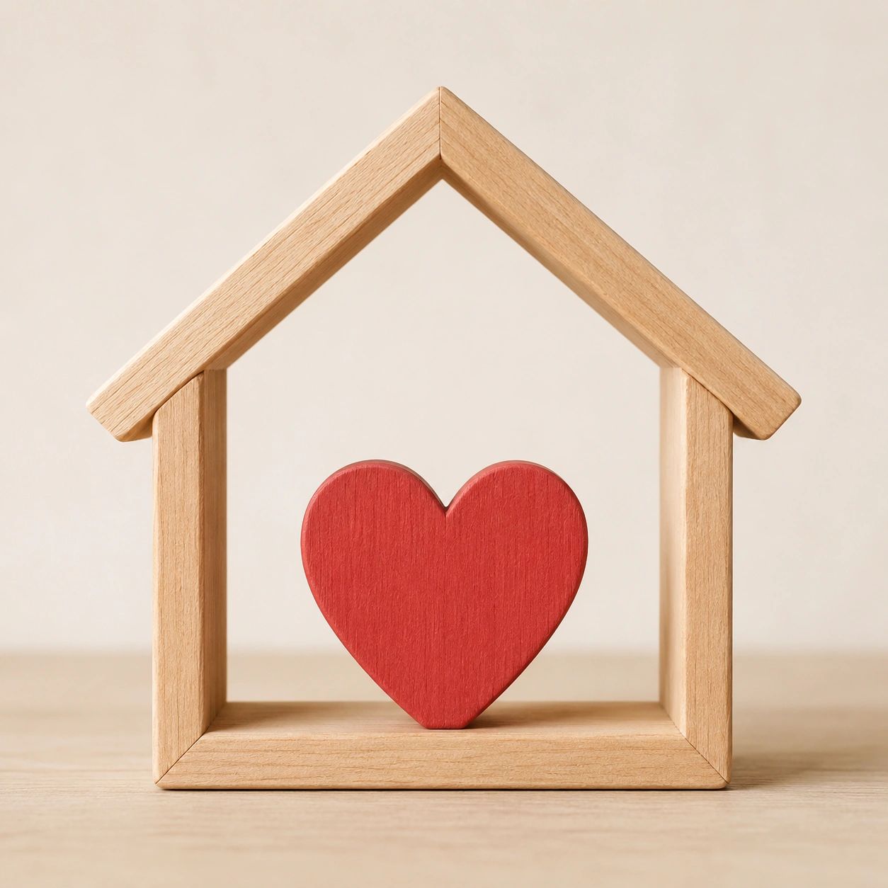 A heart inside a house, representing the link between home and health